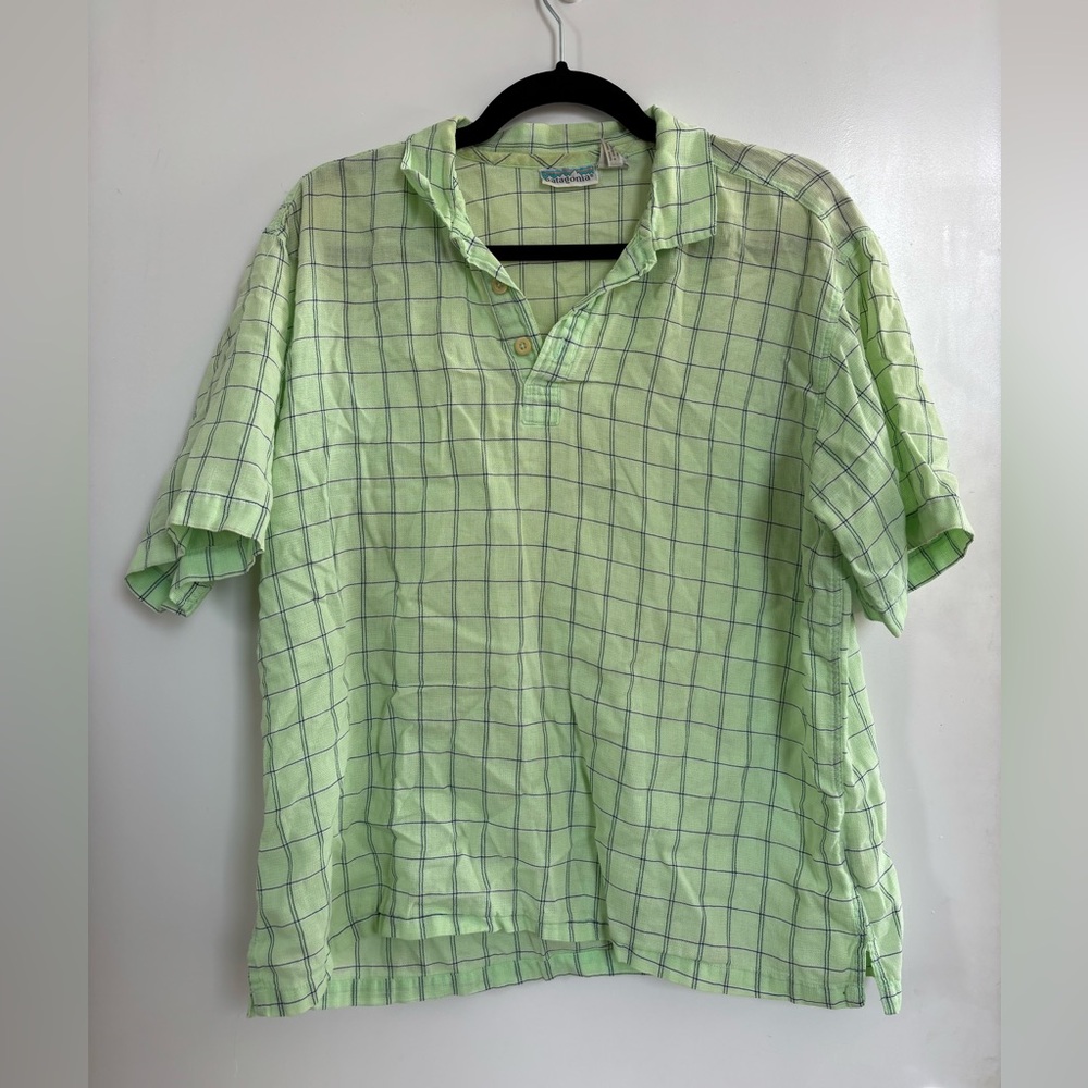 Patagonia Light Green Plaid Men's Shirt